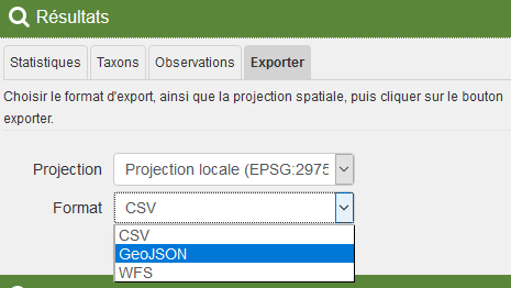 Choix du format d’export pour un utilisateur connecté