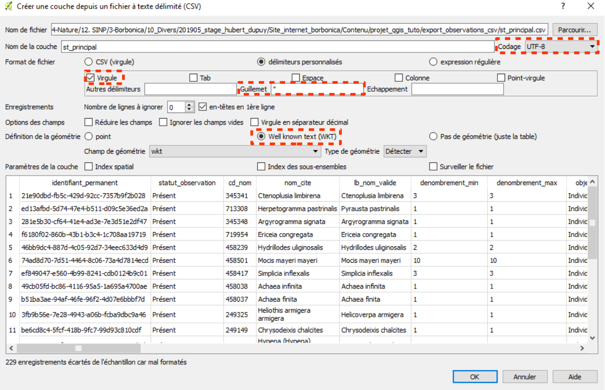 Ouverture d&rsquo;un fichier csv sous QGIS